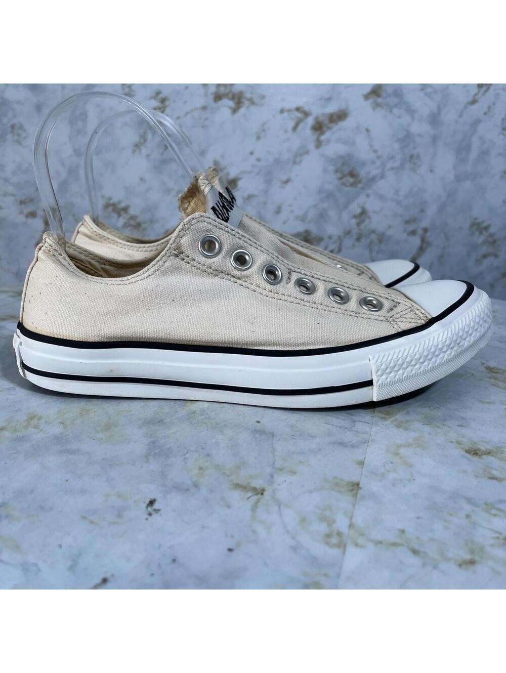 Converse All Star Chuck Taylor Slip On Womens Size 7 Shoes Ivory Low Top Sneaker